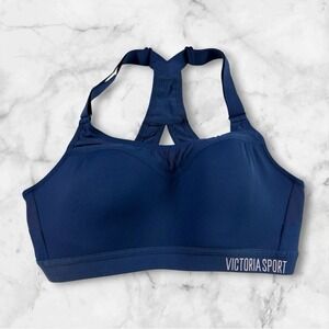 Victoria Sport Sports Bra Women 34B Navy Blue Racerback High Impact Mesh Workout